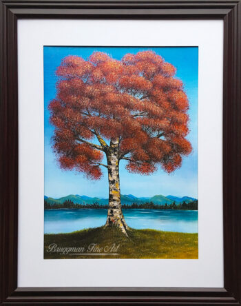 red tree on the lake art print by artist Brandi Bruggman