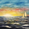Atlantic Sunrise - Sailing Oceanscape Art Print by Brandi Bruggman.