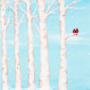 Love Birds Cardinals in a Birch Tree in Winter Art Print by Artist Brandi Bruggman