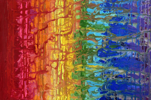 Spectrum- A Rainbow Abstract Original Acrylic Painting by Brandi Bruggman.