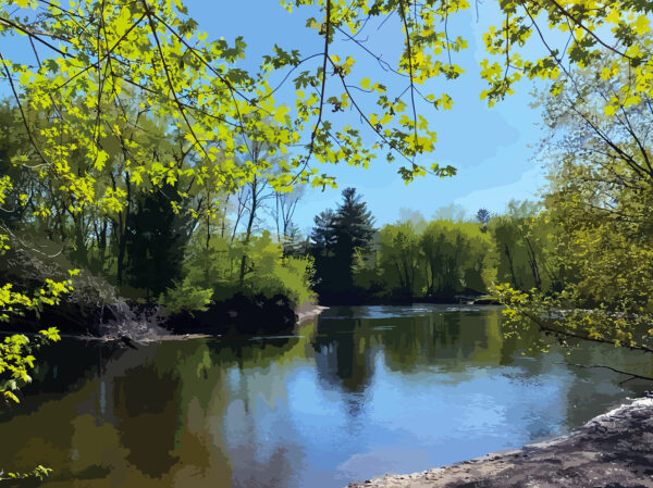 Springtime on the Schroon River - Adirondack Digital Landscape Art Print by Brandi Bruggman