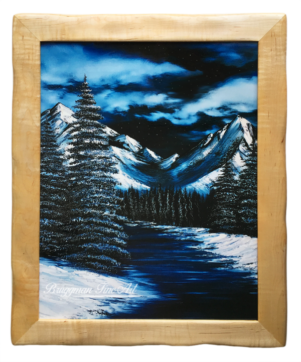 Starry Mountain Snowscape frozen mountain landscape art print by Artist Brandi Bruggman