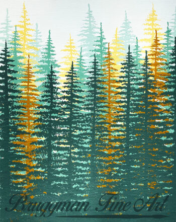 Tamarack Tree Forest Fade Autumn Art Print by Artist Brandi Bruggman