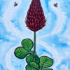 Crimson Clover Flower with Honey Bees Original Acrylic Painting by Brandi Bruggman