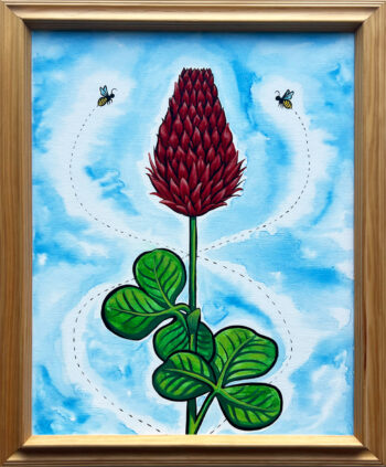 Crimson Clover Flower Original Acrylic Painting