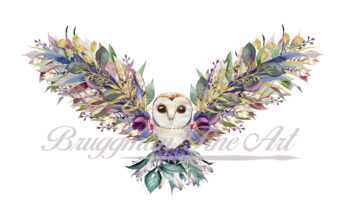 Floral Owl - Digital Art Print by Artist Brandi Bruggman
