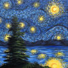 Starry Night in Silver Bay - Lake George Landscape by Artist Brandi Bruggman